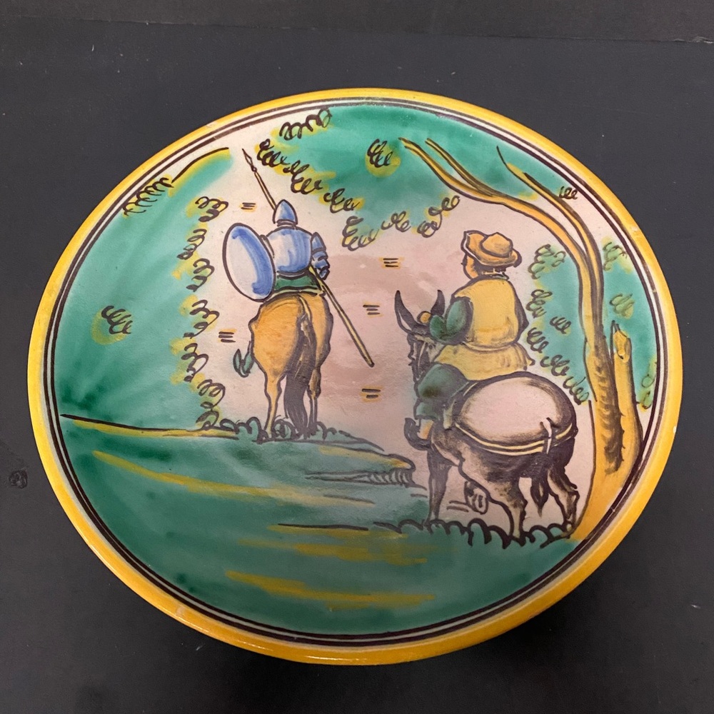 Hand-Painted Ceramic Plate with Pastoral Scene, Talavera Pottery.